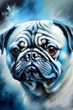 Portrait of a pug in the style of w haenraets