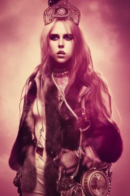 danish singer mø, high light , purple tones, steampunk