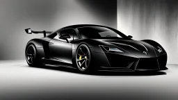 Gorgeous and expensive, black sports car with a big, black front grill, realistic, stylish