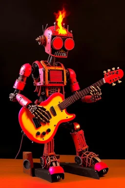 Firestarter robot with a guitar