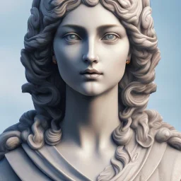 Greek marble stature, full body, full of details, realistic, beautiful young woman, hight definition, 8k, symmetric face, perfect eyes