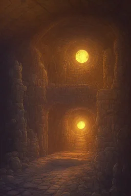 abstract, Moon in a dwarven mine underground, dungeon