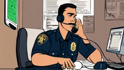 male cop dispatcher deals with evil virus on the phone