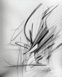 Abstract oil sketchy pencil outlines