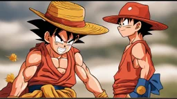 goku with luffy hat