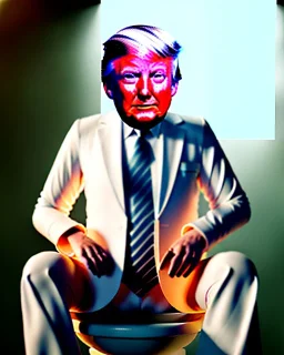 Donald Trump sitting in toilet scene, without pants, realistic image, casual, concept art, smooth, unreal engine 5, god lights, ray tracing, RTX, lumen lighting, ultra detail, volumetric lighting, 3d.