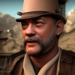 Tom Hanks steam punk character very detailed cinematic unreal engine photo realistic, dramatic lighting