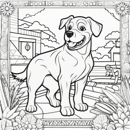 coloring book page of a dog