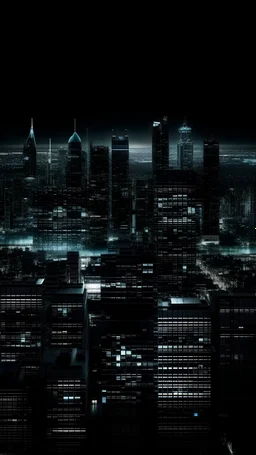 A bustling city skyline with digital screens suddenly flickering to black.