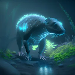 bioluminescent herbivore mammal creature, unreal engine 5, 8k resolution, photorealistic, ultra detailed