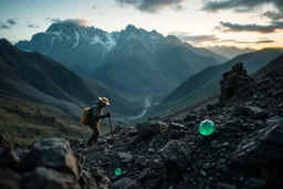 a dramatic image of a gem explorer in rugged terrain—such as a miner in Afghanistan’s Panjshir Valley, a Tanzanian artisan digging for spinel, or a Colombian emerald hunter—to visually anchor your article and highlight the adventure behind these investments.