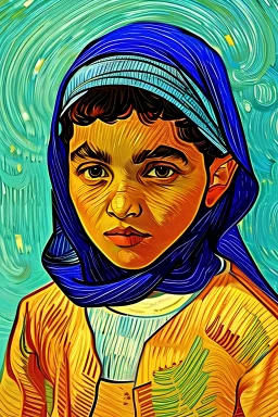 An Arab child in the style of Van Gogh