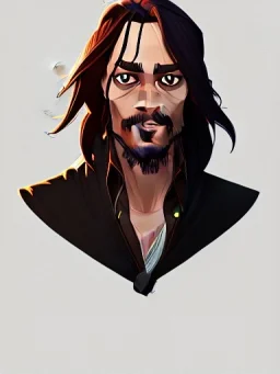 Portrait of a 30 year old strange gay wizard like Jack Sparrow