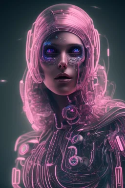 cyberpunk, head, women, portrai, tron, cyborg, robot, cyborg, pink hair, seven , perfekt, real, dream, hr giger