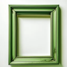 Rustic green picture frame on light background to remove