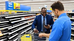 successful businessman man buys cellphone at walmart