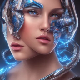 cyberblue, head, women, portrai, tron