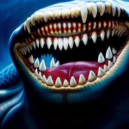 Ultra detailed fullbody Portrait in oil on canvas of Venom merges with King Shark,extremely detailed digital painting, extremely detailed face,crystal clear eyes, mystical colors ,perfectly centered image, perfect composition, rim light, beautiful lighting,masterpiece,8k, stunning scene, raytracing, anatomically correct, in the style of robert e howard and Wizyakuza and Ohrai Noriyoshi and Simon Bisley and uncannyknack