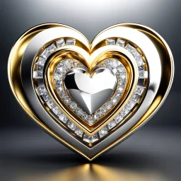 a clony of golden and silver around diamond heart sighn rotating