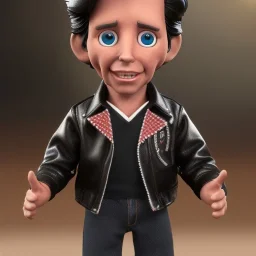 wide view young Fonz with black hair greaser figure doll 1982 (thumbs-up) (face) Forehead, fonzarelli, ((arnold's drive-in)) fonziE fonz