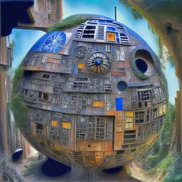 death star hundertwasser style photo realistic high definition