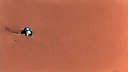 A Tesla's 'Model S Plaid' is racing at top speed, across the 'Cydonia' region, on planet Mars. CINEMATIC. WIDE ANGLE LENS.