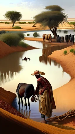 Africa, farming, river and desert, farmers