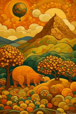 A brown mountain with amber stones painted by Paul Ranson