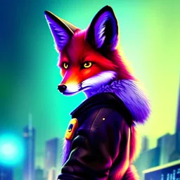 A fox fursona, Furry art, Digital art, cyberpunk, High quality, Backlighting, female, anthropomorphic, full body portrait, 8k resolution, fox tail, Realistic, high quality, great details, within portrait, masterpiece, best quality, cinematic lighting, detailed outfit, vibrant colors, perfect eyes, furry, human body, robotic arm, sfw, in the style of Titanfall, highly detailed face, perfectly drawn