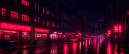 Retrofuturism, harlem at night, contemporary, frontal perspective, full shot view, urban landscape, night view, 8k, high resolution, realistic rendering, Cinematic, darkmood