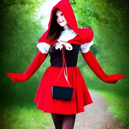 flirty, big buxomed red riding hood