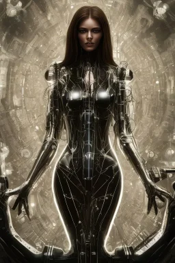 cyberpunk, black latex body, women, body portrai, highlight eyes perfect, skin, tron, cyborg, perfekt sexy, real, dream, hr giger