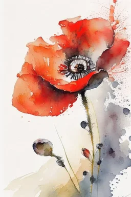 abstract watercolour poppy in the style of jean haines