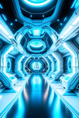 intérieur de vaisseau galactique blanc et très lumineux