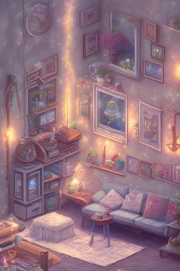 Cozy living room pixel art