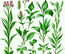 vector plants set illustration. watercolor white backdrop