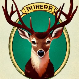 A deer with a beer glas in his head, logo for beer brewery