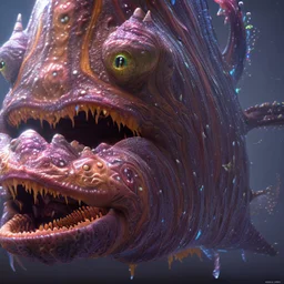 fluid ink angler fish creature, unreal engine 5, 8k resolution, photorealistic, ultra detailed