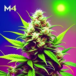 Marijuana, splash color, bright colors, neon, Psychedelic, detail, 8k, bright light, surreal, haze