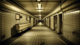 You're going to draw a(n) empty underground hospital, at midnight in autumn.