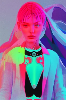 I would like a logo for AI Wear which is a unisex clothing brand that features designs generated by artificial intelligence. The logo should be modern, bold and attention-grabbing, while reflecting technology and innovation. Colors: The color palette should be bright and energetic, but not too garish