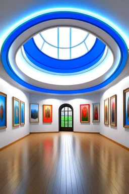 3D-shot Museum of Paintings The shape of the hall is oval without decoration