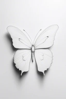 A Minimalist white ink pencil and white drawing of white a butterfly in a white background