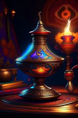 Aladdin manic lamp is an amazing folder of thoughts, sharp focus Award winning photography fantasy oil on canvas very attractive award winning Unreal Engine hdr matte background quilling" trending on Artstation elegant digital art beautiful poster anato finnstark wallpaper 4 k award winning imperial colors fantastic view