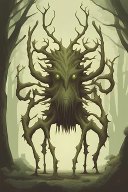 an illustration of a fantasy forest creature with two six legs