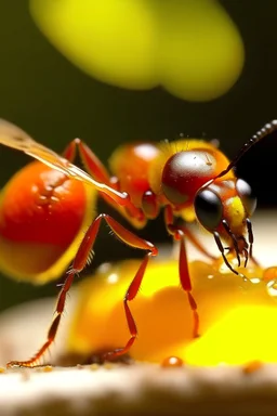 An ant eating a honey