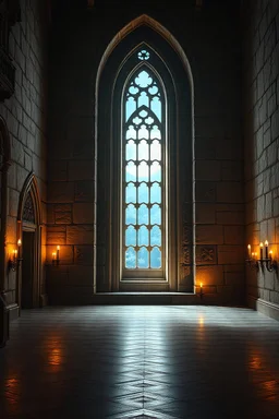 Photo A fantasy with a lot of final fantasy, a bright spacious cozy interior of a big empty wall of the palace, a window and moonlight magic light in the background, lots of details, This is a high-resolution photograph, with insanely detailed and fine details, night