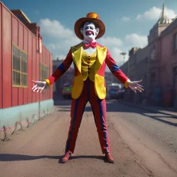 Ultra realistic circus scene. clown sweet man, waist up view, Wes Anderson style, happy, highly detailed, concept art, unreal engine 5, god rays, ray tracing, RTX, lumen lighting, ultra detail, volumetric lighting, 3d, finely drawn, high definition, high resolution.