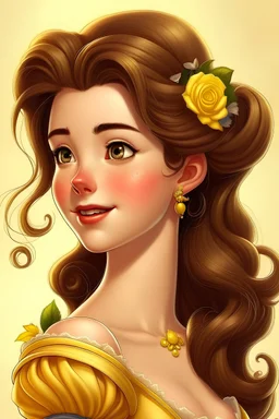 Belle from beauty and the beast with daisys in her hair make her old school disney princess