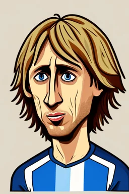 Luka Modric Croatian soccer player 2d cartoon